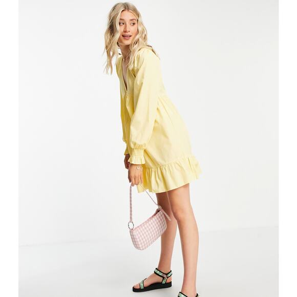 ASOS Light Yellow Ruffle Mini Dress - Picture 3 of 8